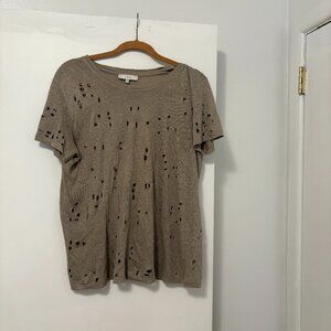 IRO Hole Linen T-Shirt in Clay Size Small